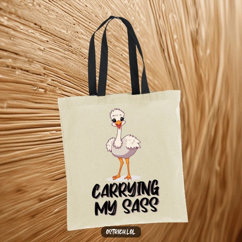 Funny Cartoon Ostrich Tote Bag, a character in a silly strut, ready for adventures and errands.