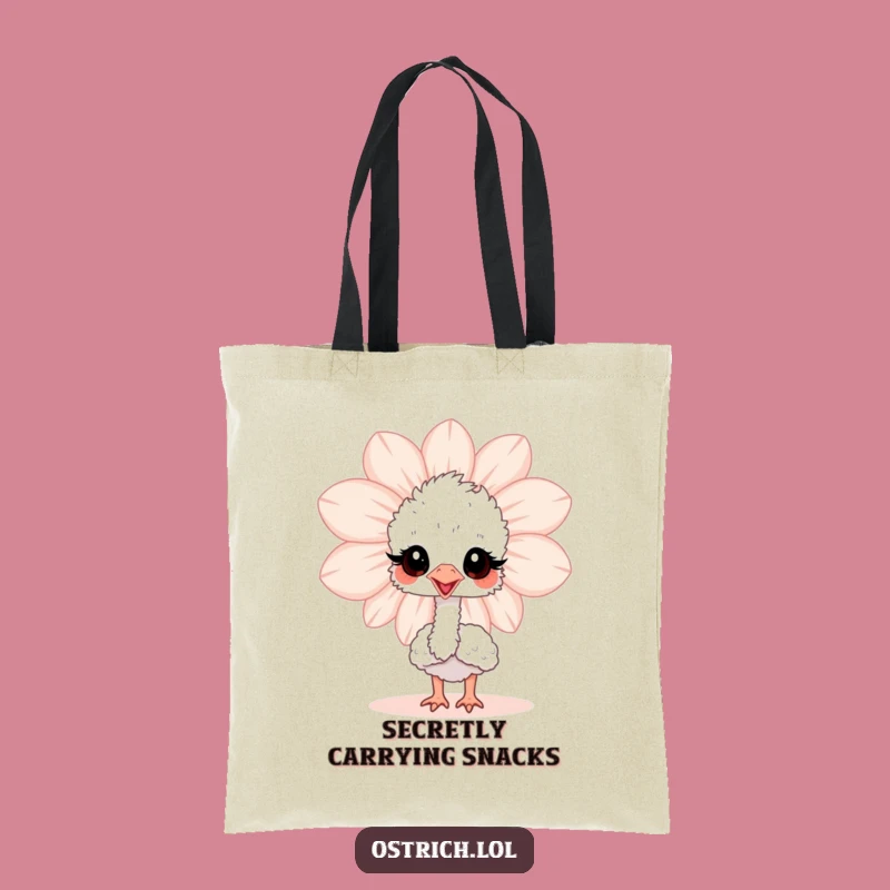 Funny Ostrich Flower Peek Tote Bag: Charming Baby Bird Carryall, Funny Gift Idea