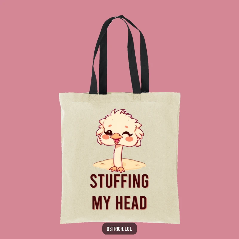 Funny Ostrich Head in Sand Tote Bag, Giggling Character Carry-all, Practical Funny Gift